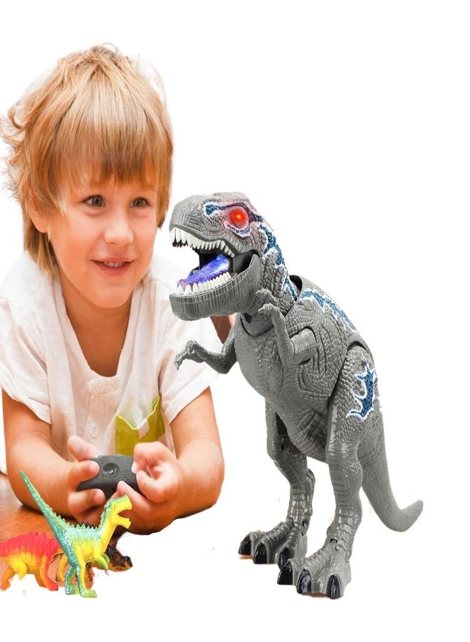 Kidology RC T-Rex Large Dinosaur Toy with Light up & Roaring, Realistic Sound, Easy to Use Remote Control, Electronic Walking, Fun Robot for Kids (Grey) - Image 1
